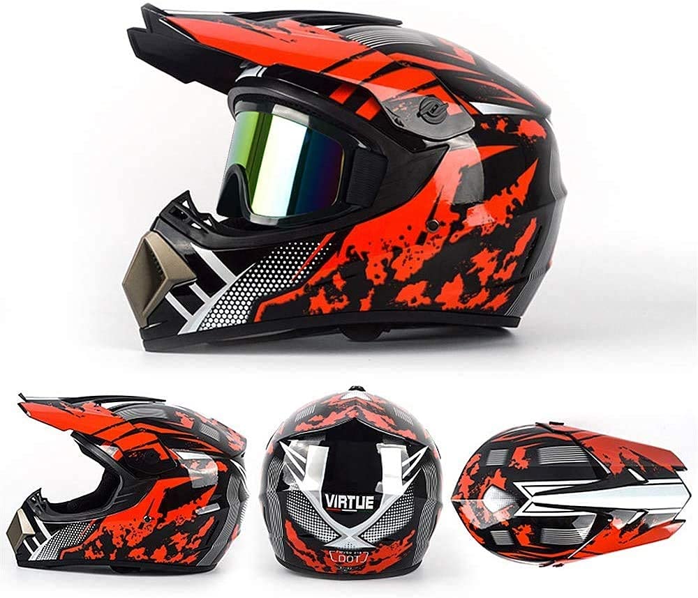 Juventud Niños Casco de Motocross, Cara Completa Fuera de La Carretera MX Moto ATV Scooter Casco, Cuesta Abajo Enduro MTB BMX Dirt Bike Chocar Casco, con Gafas Guantes Mascarilla