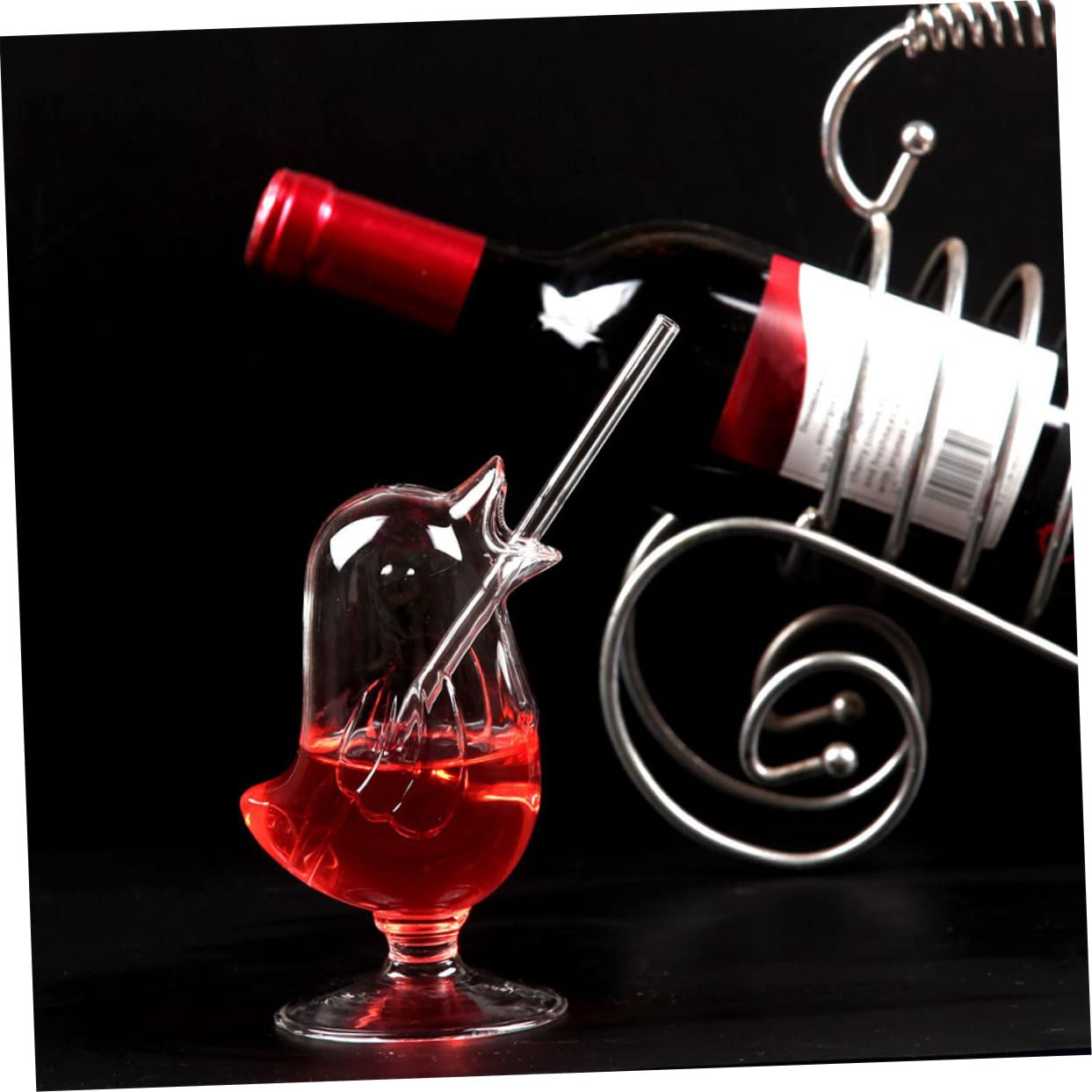 Cabilock 4 Piezas Copa de con Forma de Ave Vaso de Vidrio Transparente para Fiestas y Bodas Diseño Elegante para Vino y Bebidas Frías