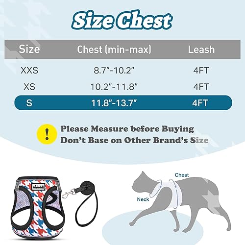 Miniatura 7 de Arnés para gatos y correa para caminar, arnés suave ajustable para gatitos, cachorros, gatos pequeños, chaleco reflectante a prueba de escapes,