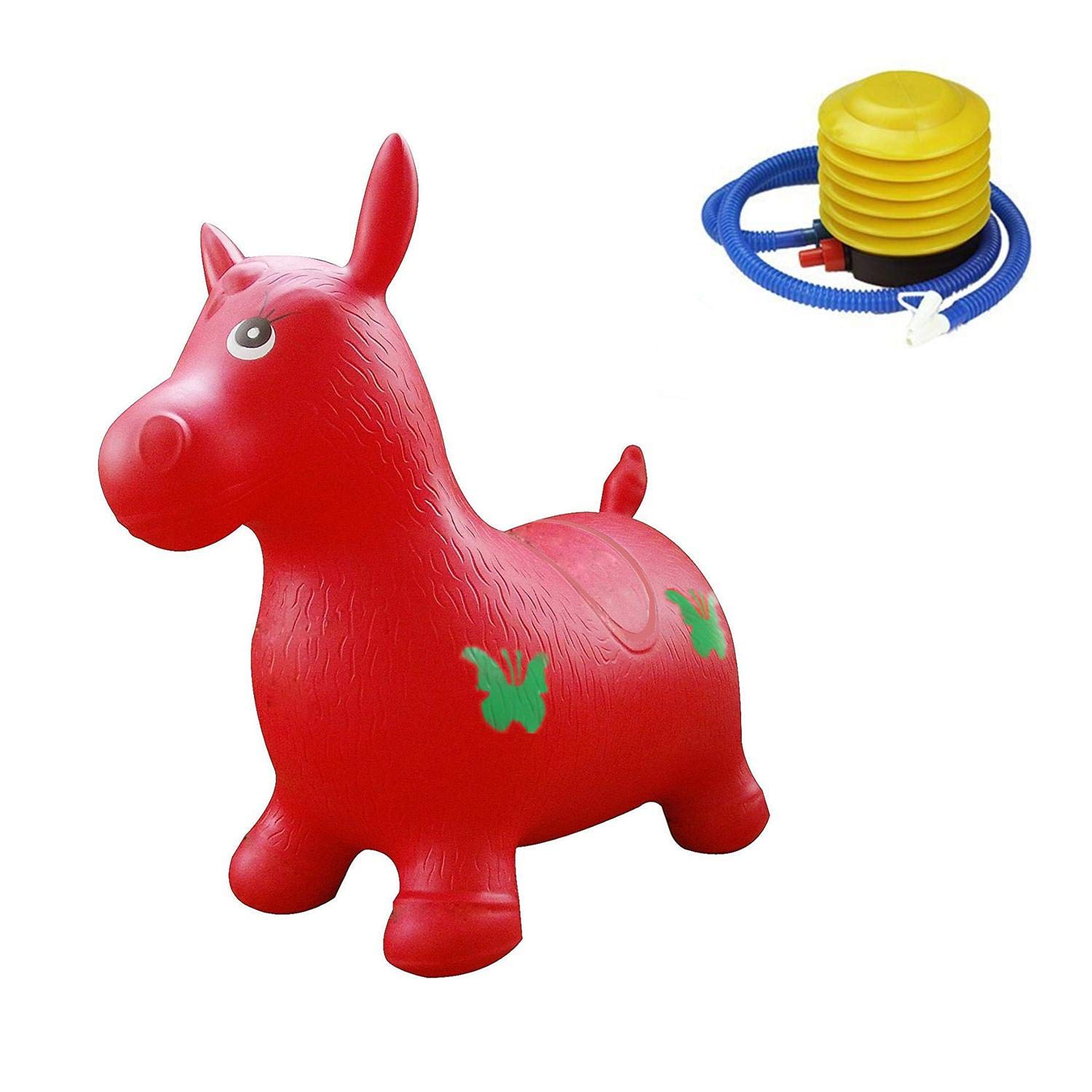 Hopper Horse Benny the Jumping Bull Bouncy Horse Hopper Inflatable Animal Hopper With Pump Red