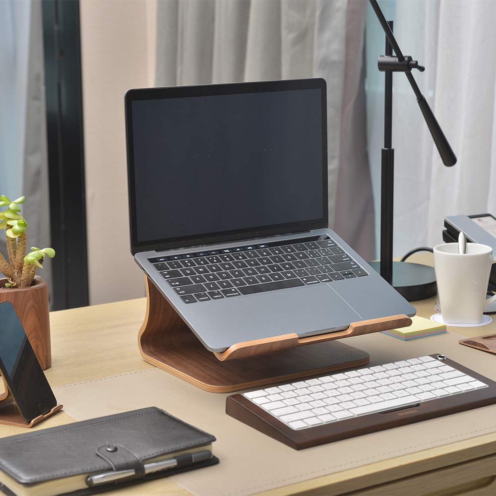 SAMDI Laptop Stand Wood,Notebook Radiator Stand,Wooden Cooling Computer Holder,Suitable for Most laptops Heat Dissipation Shelf & Home Decor Office Must-Haves Desk Organiser(White Birch)