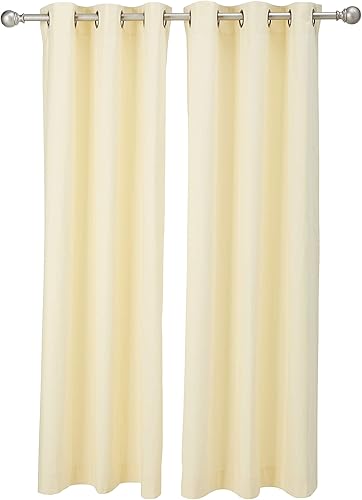 Par de cortinas de color liso, con aislamiento térmico, para todo tipo de clima, con ojales en la parte superior, color blanco.