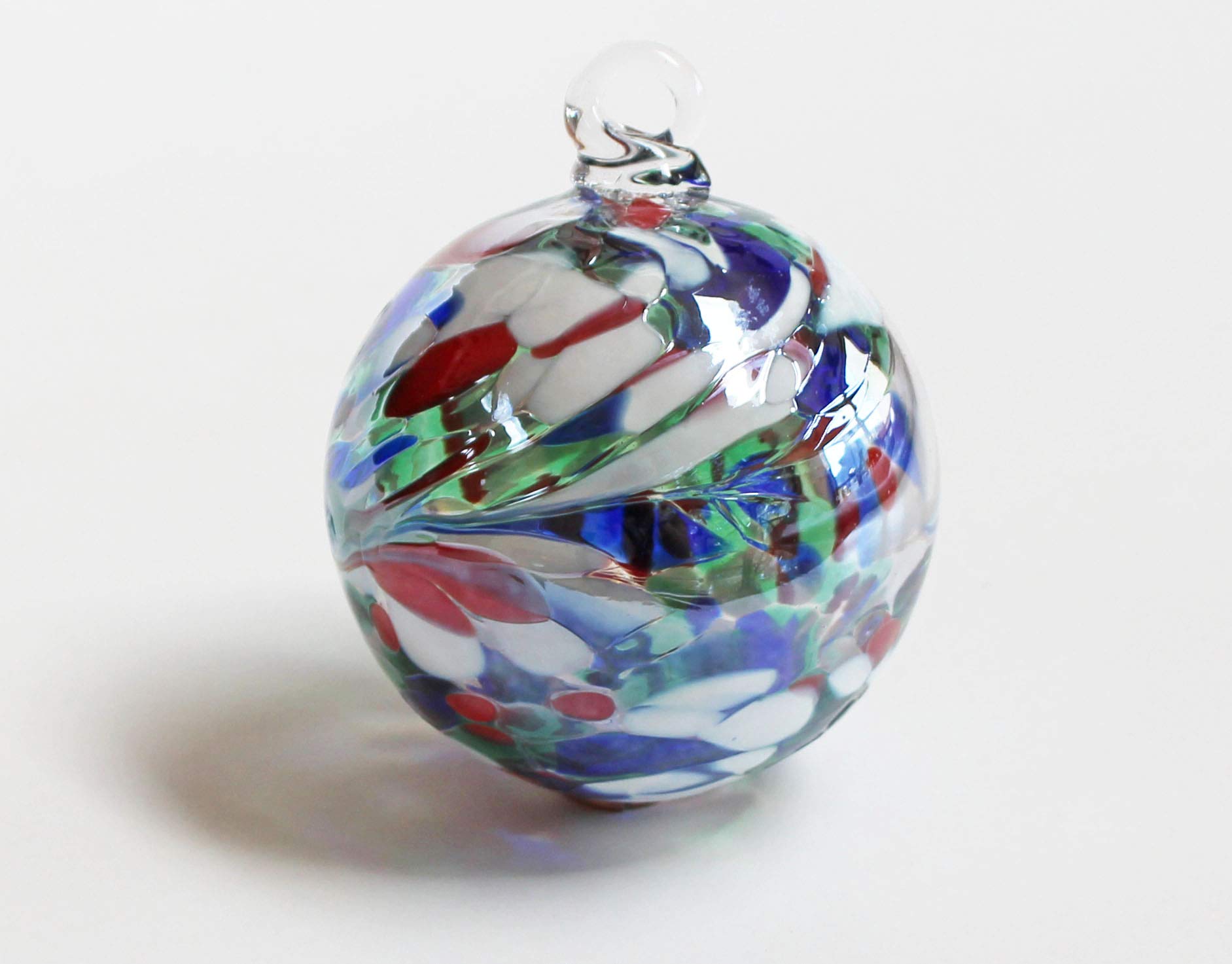 Iron Art Glass Designs Freundschaftskugel blau/grün/rot/weiß schillernd, 6,3 cm