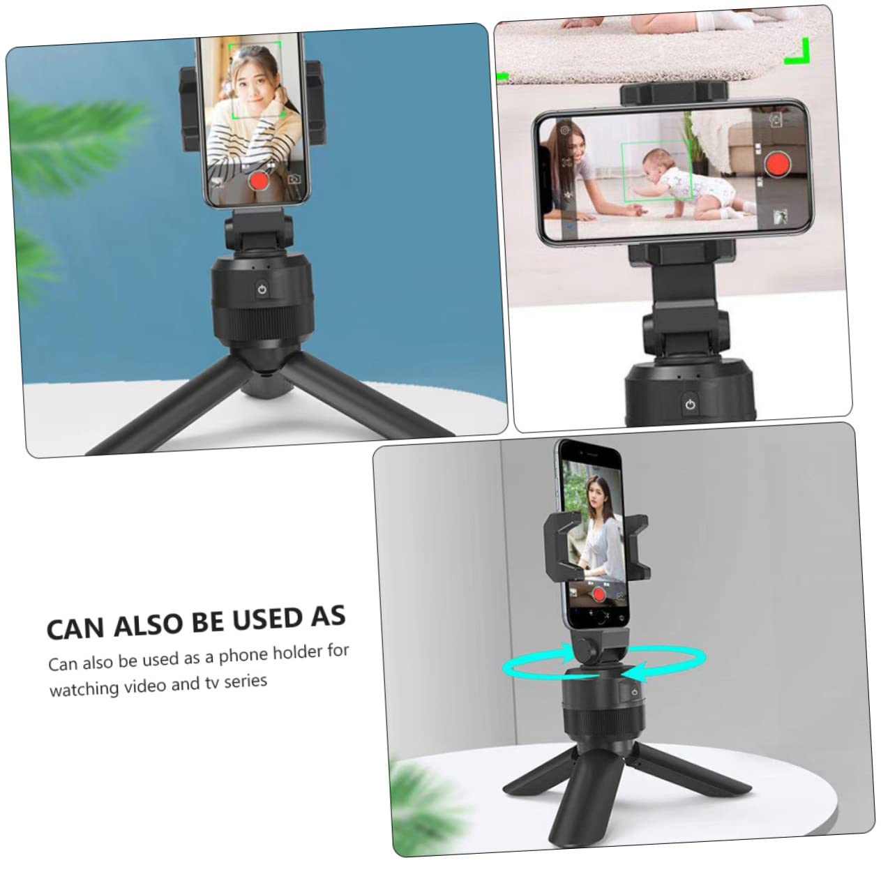 POPETPOP Soporte Móvil Inteligente con Facial para Teléfonos Tripode Rotatorio para Grabación y Live Streaming Compatible con Smartphones y Portátil para y Visualización de Videos