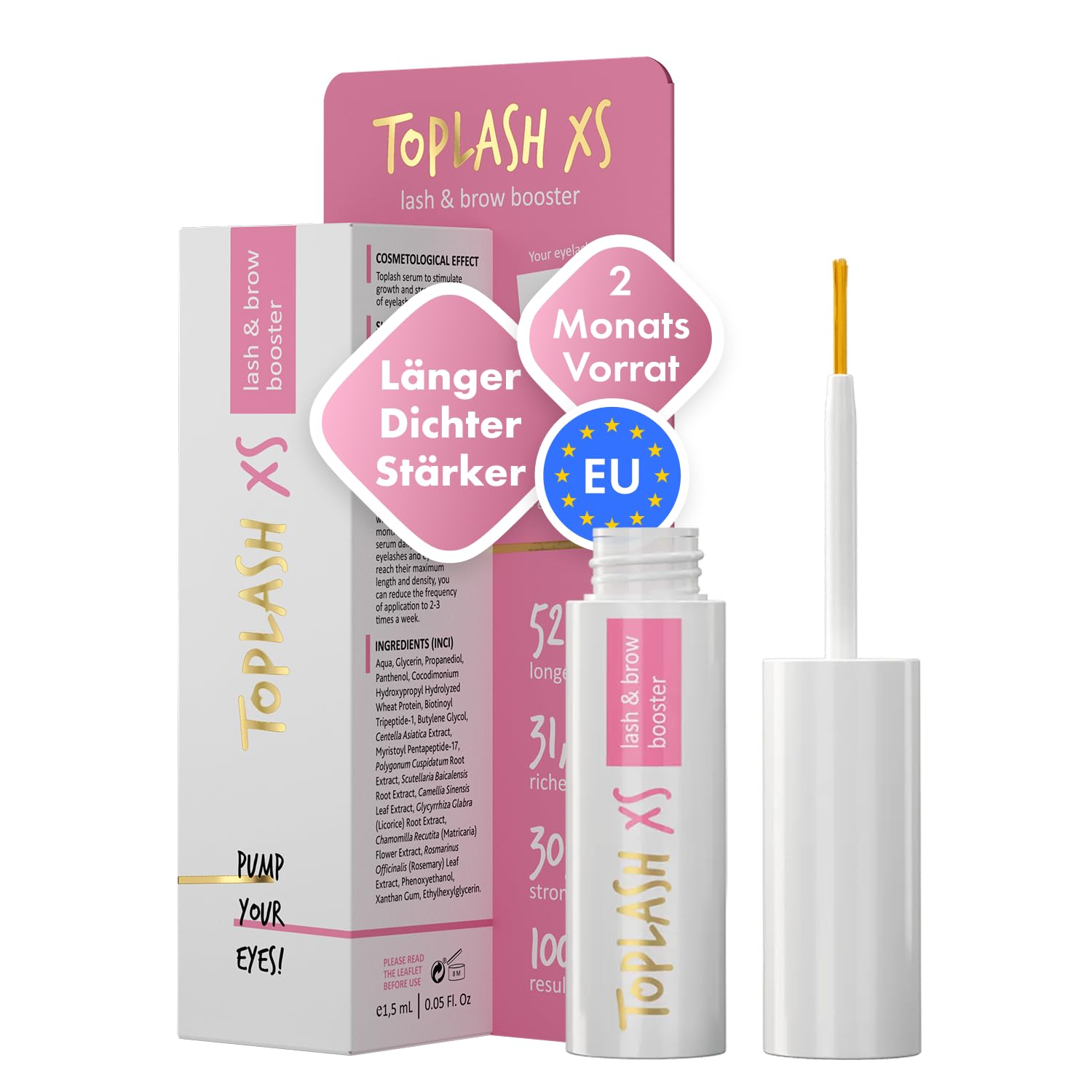 Wimpernwachstumsserum - Wimpern und Augenbrauenwachstumsserum für längere dickere vollere Wimpern - Natürliches Wimpernserum für Wachstum, Dicke 1.5 ml