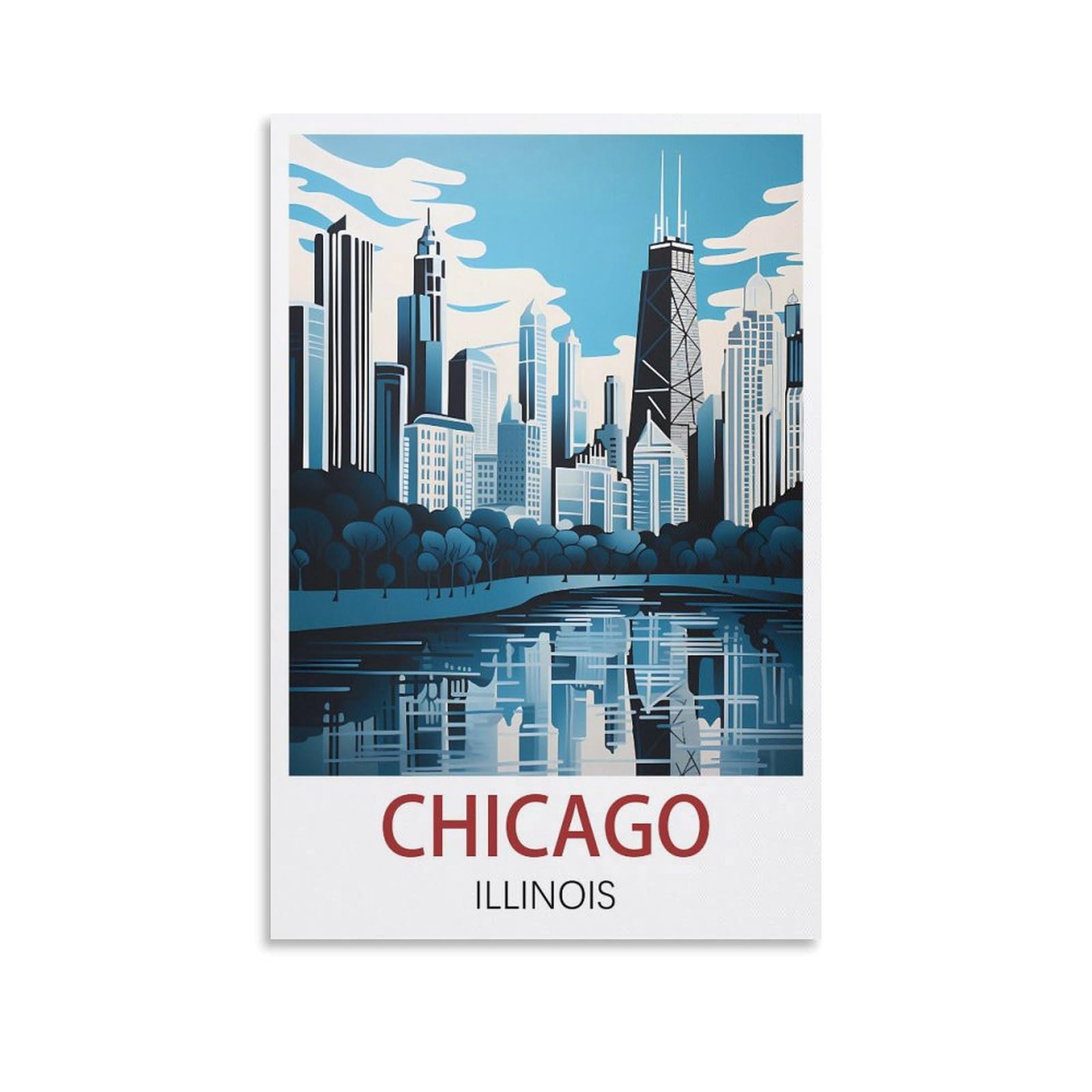 Baglev Unframe-Style Chicago Illinois Vintage Travel Posters 16X24inch(40X60cm) Canvas Art Poster And Wall Art Picture Print Modern Family Bedroom Decor Posters