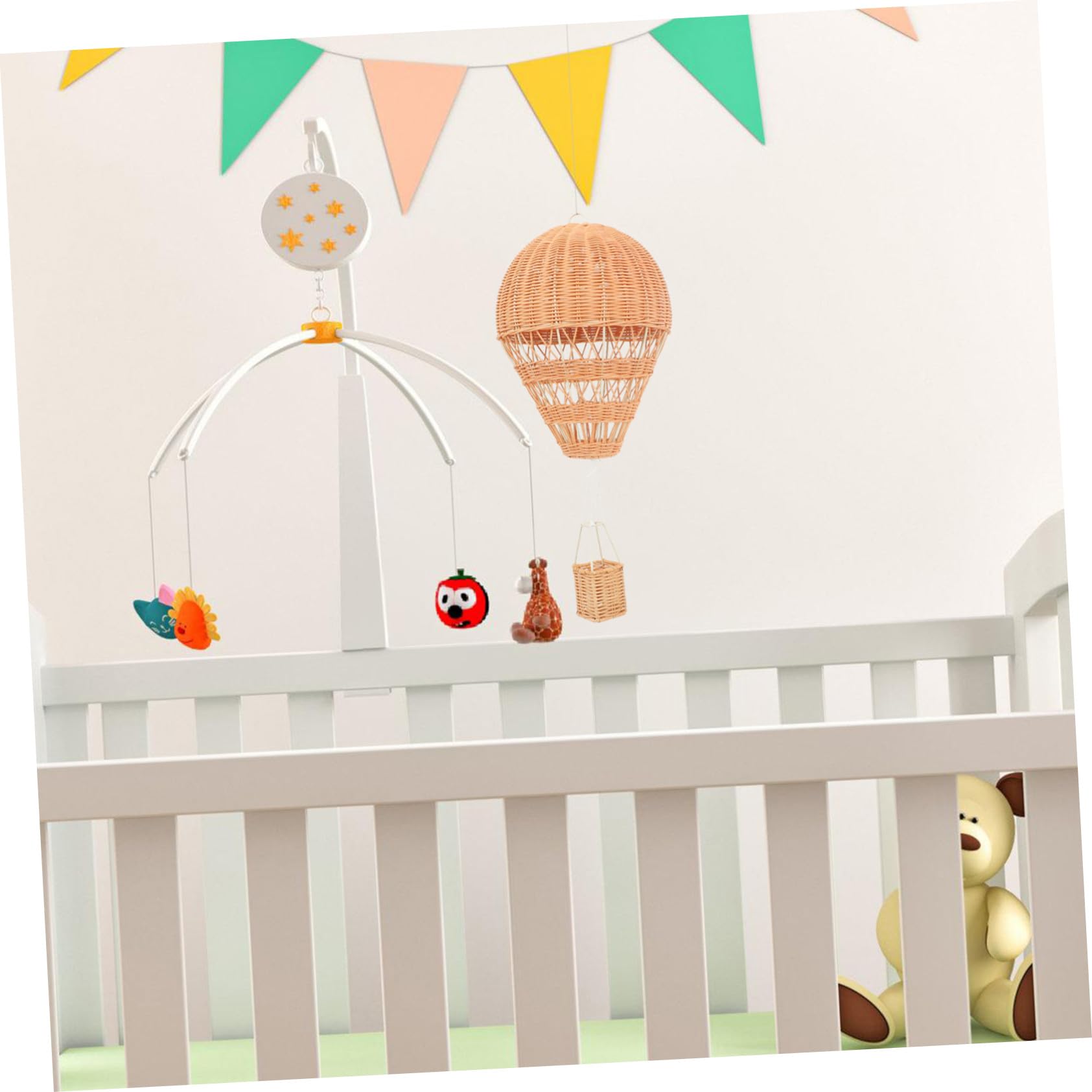 TOYANDONA Woven Rattan Hot Air Balloon Decorative Hanging Ornament for Nursery Party Craft Balloon Wall Decor