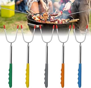 LYTIVAGEN 5 PCS Marshmallow Roasting Sticks Telescoping Smores Skewers Extended Marshmallow Roaster 45'' Marshmallow Sticks Kit with Drawstring Bag for BBQ Forks Grilled Hot Dogs Sausages Vegetables