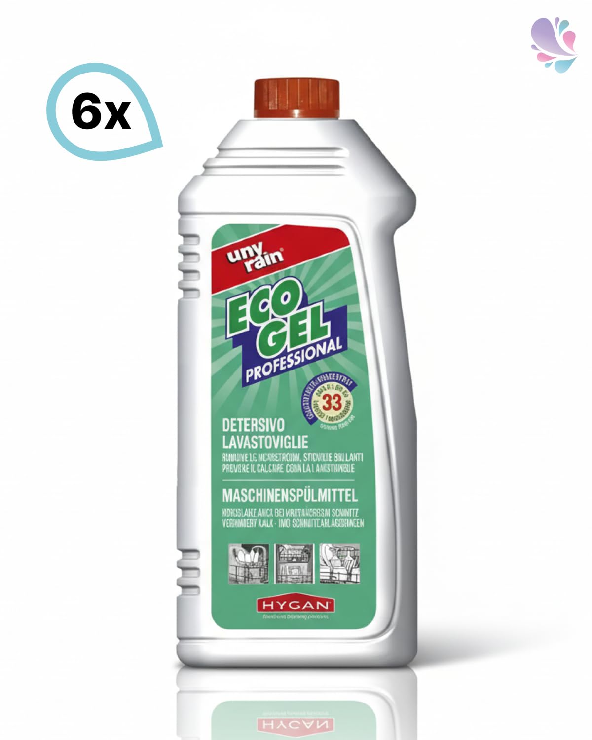 Geschirrspülgel ECO 6x500 ml chlorfrei | Phosphat- & chlorfrei, Klarspülwirkung, für alle Wasserhärten