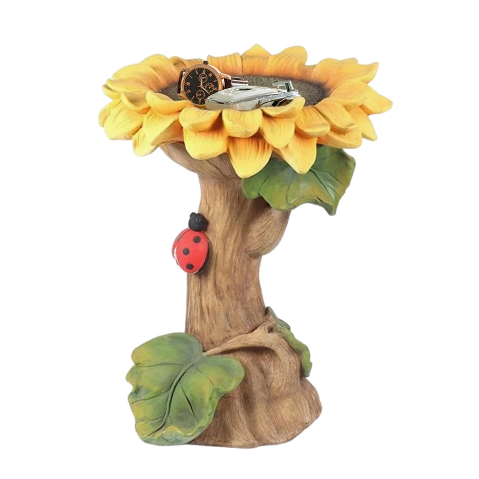 Sunflower Bird Bath - Resin Bird Baths for Outdoors | Sunflower Birdbath Feeder Resin Craft | Weatherproof Decorative Garden Sculpture Ornament for Backyard Patio Windowsill