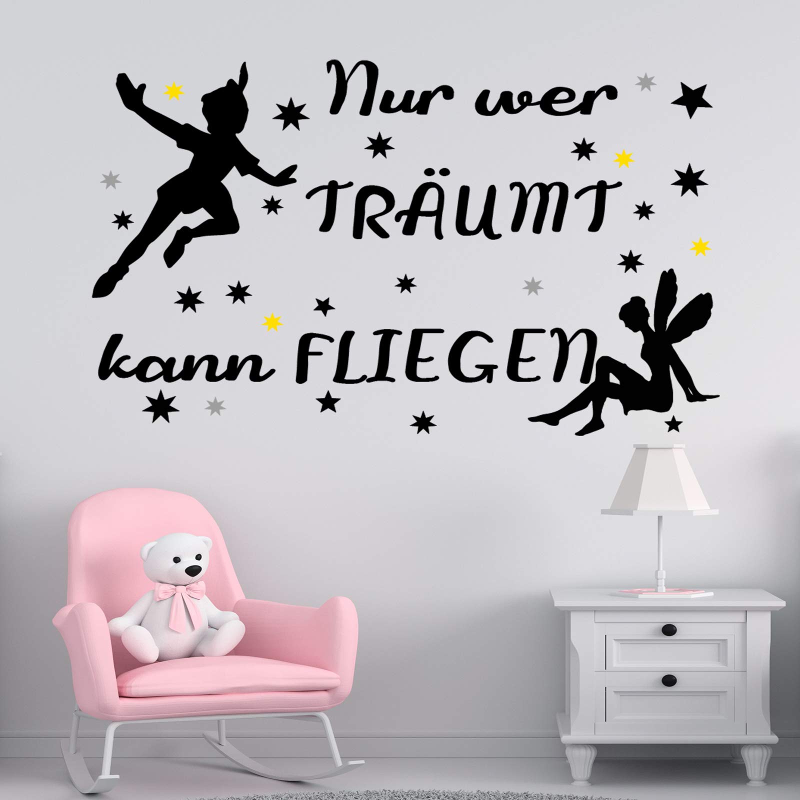 Vinilo de pared decorativo en Alemán. Wandtattoo Spruch "NUR WER TRÄUMT.." Pegatinas de pared de frases celebres.wandtattoo deutsch Docliick DC-047-AL