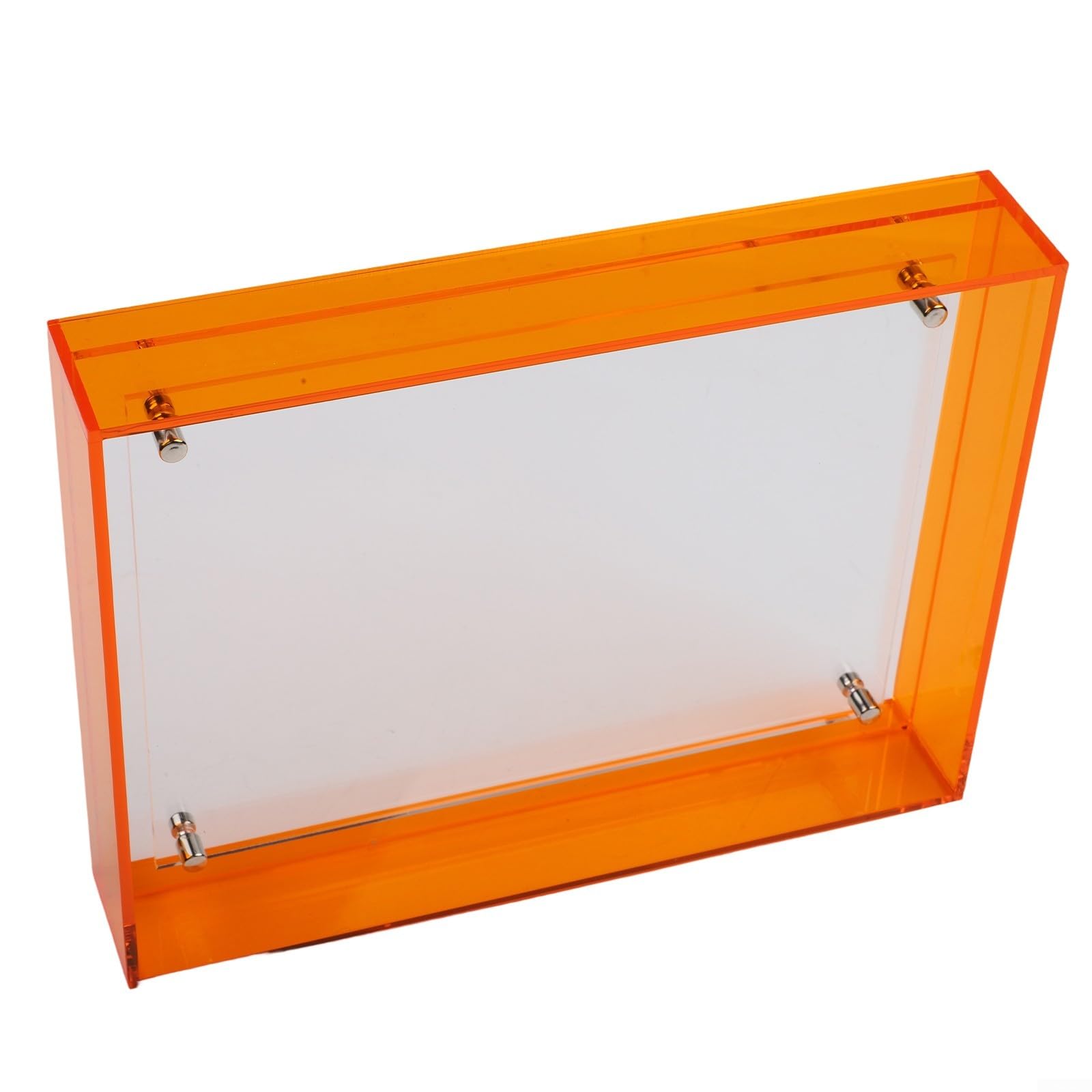Cadre photo acrylique orange 16x21 cm transparent et léger pour bureau et mur