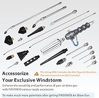 Vista 6 de FIRSTINFO A18538US Mini plumero de aire de aluminio para tormentas de viento, 2 boquillas de alto flujo, flujo ajustable