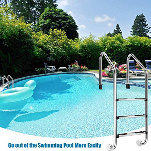 Escalera para piscina de acero inoxidable 3 peldaños antideslizante miniatura 2