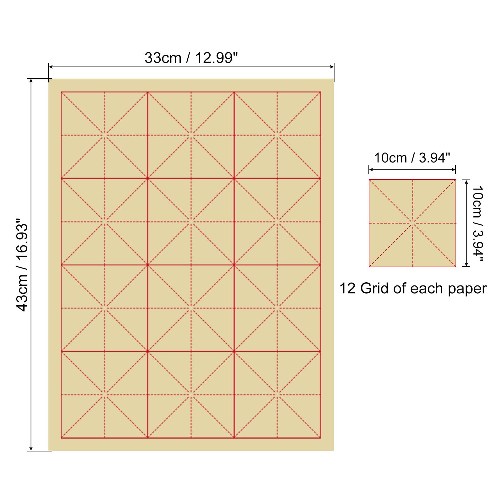 PATIKIL Maobian Xuan Paper, 70 Sheets Rice Paper with 4" Grid for Calligraphy Practice Painting, Drawing, Half Raw Ripe Xuan - Image 2