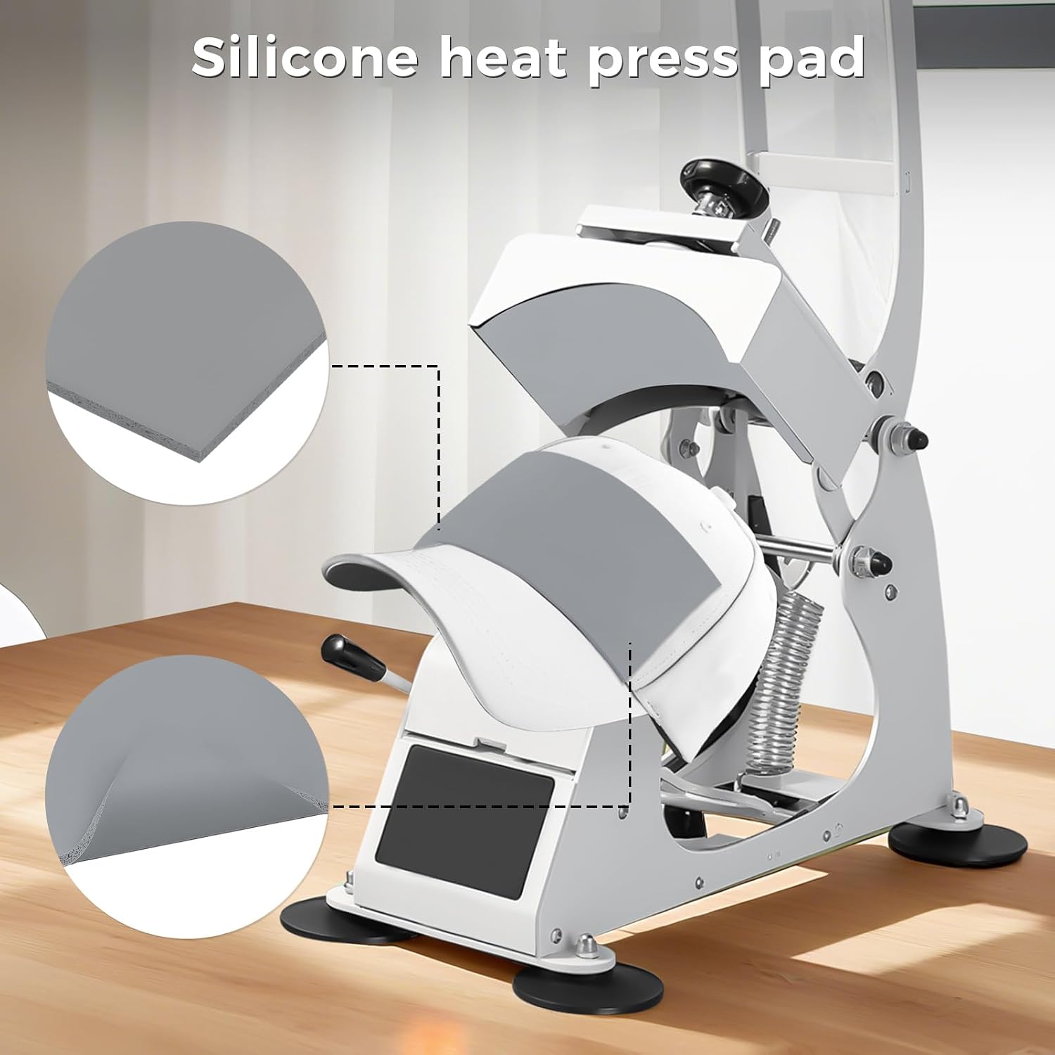 4 Pcs Silicone Heat Press Mat, Heat Press Pad for Hat HTV Transfer Vinyl, Heat Resistant, Cuttable, Hat Press Accessories for Hats and Small Items