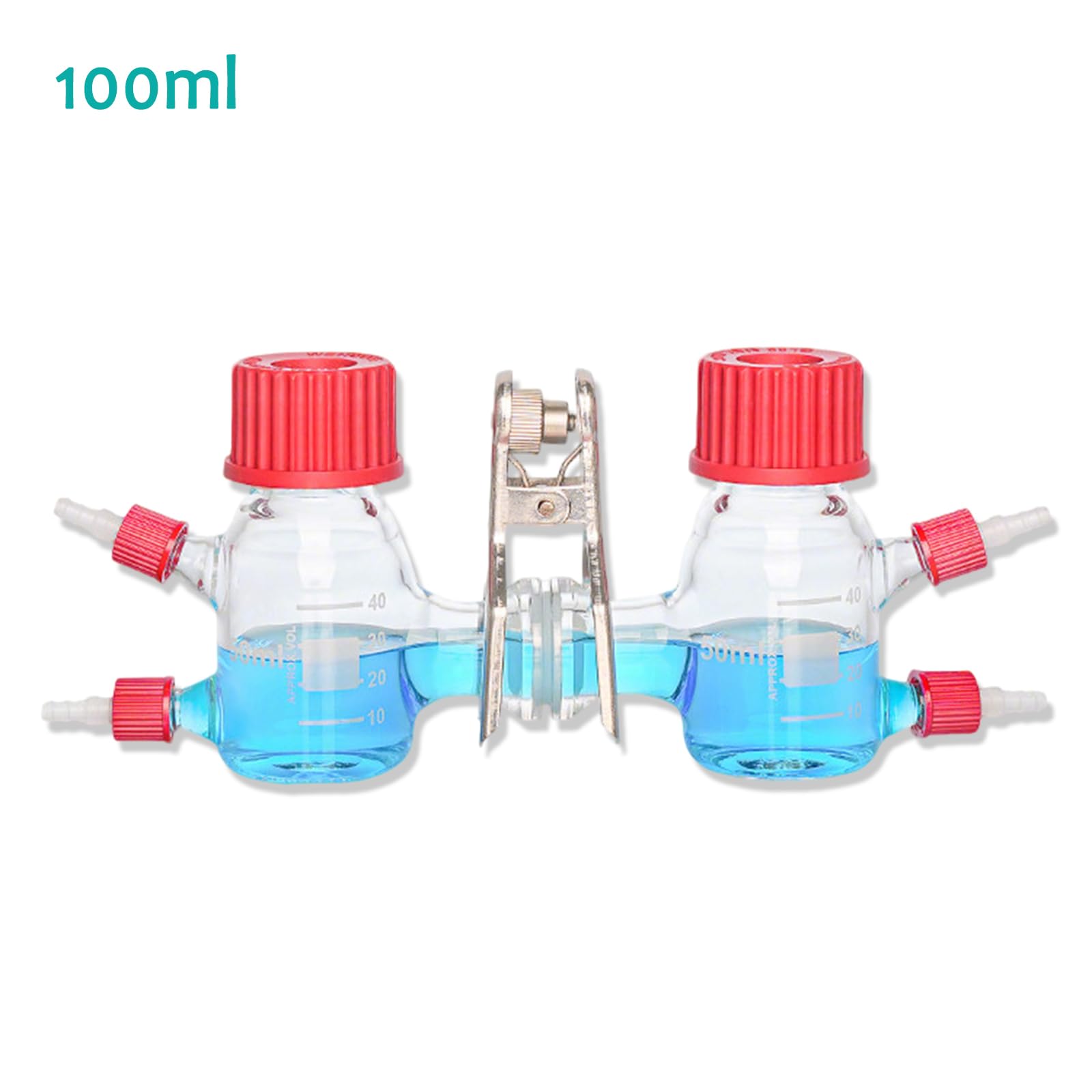Cámara De Reacción Electroquímica De Doble Celda, Reactor De Vidrio Combustible Microbiano Tipo H, con Membrana De Intercambio De Protones Y Puerto De Torre, para Experimentos