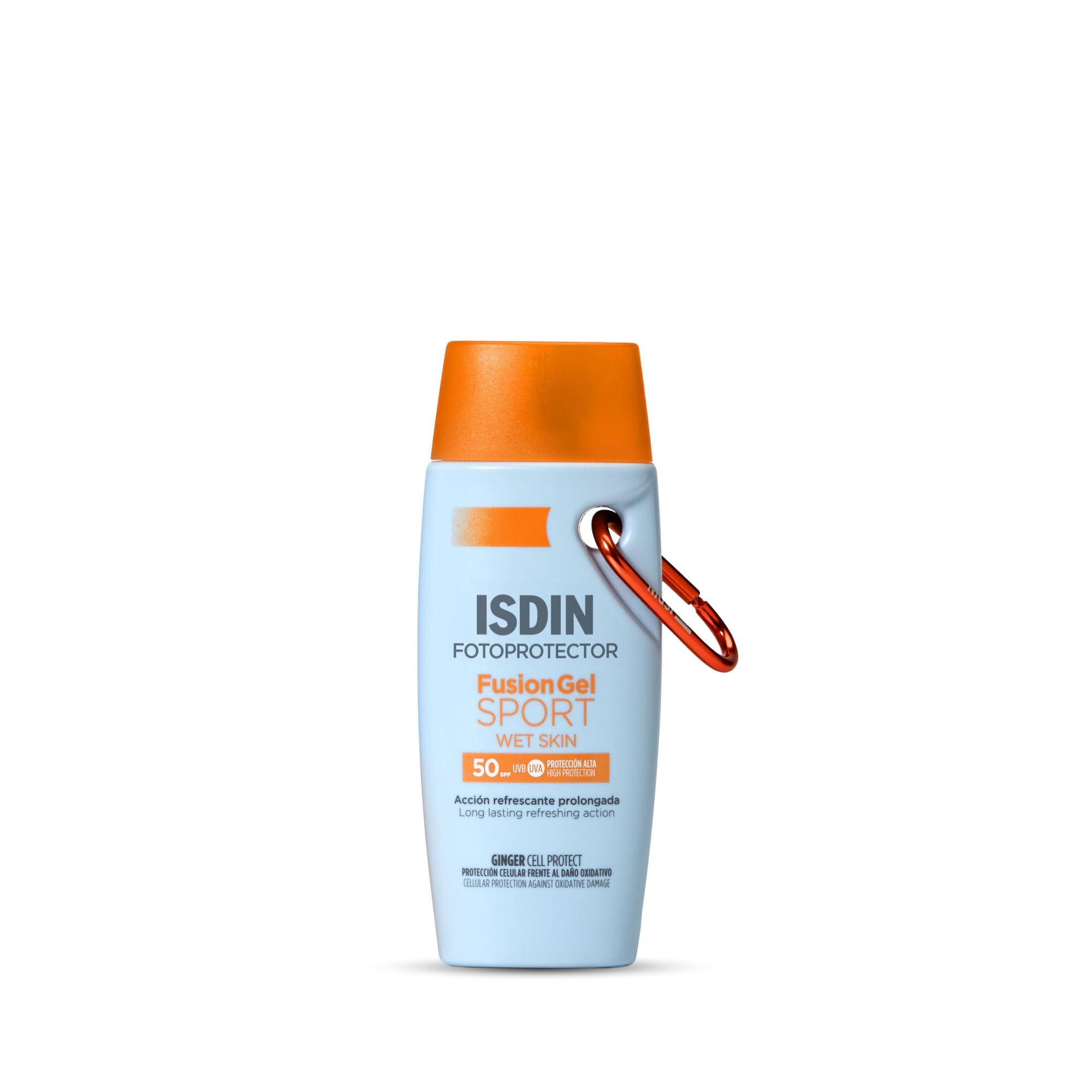 ISDIN Fusion Gel Sport Wet Skin SPF 50 (100 ml) | Crema Solare per il Corpo Ideale per gli Sportivi | Resistente al Sudore | Rinfrescante e Ultraleggero