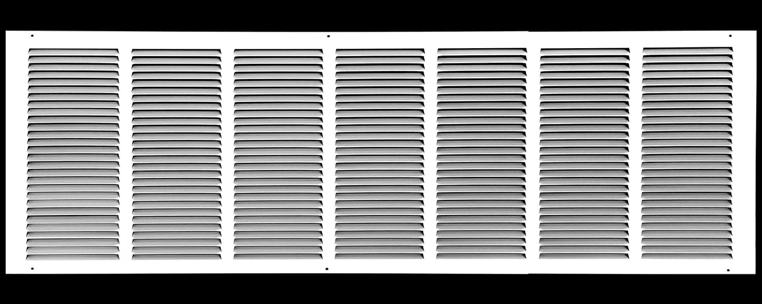 14'' x 8'' [Duct Opening] Flat Stamped Steel Return Air Grille by - Sidewall and Ceiling - HVAC Premium Vent Duct Cover - White [Overall Dimensions: 15.75''w X 9.75''h] — view 100