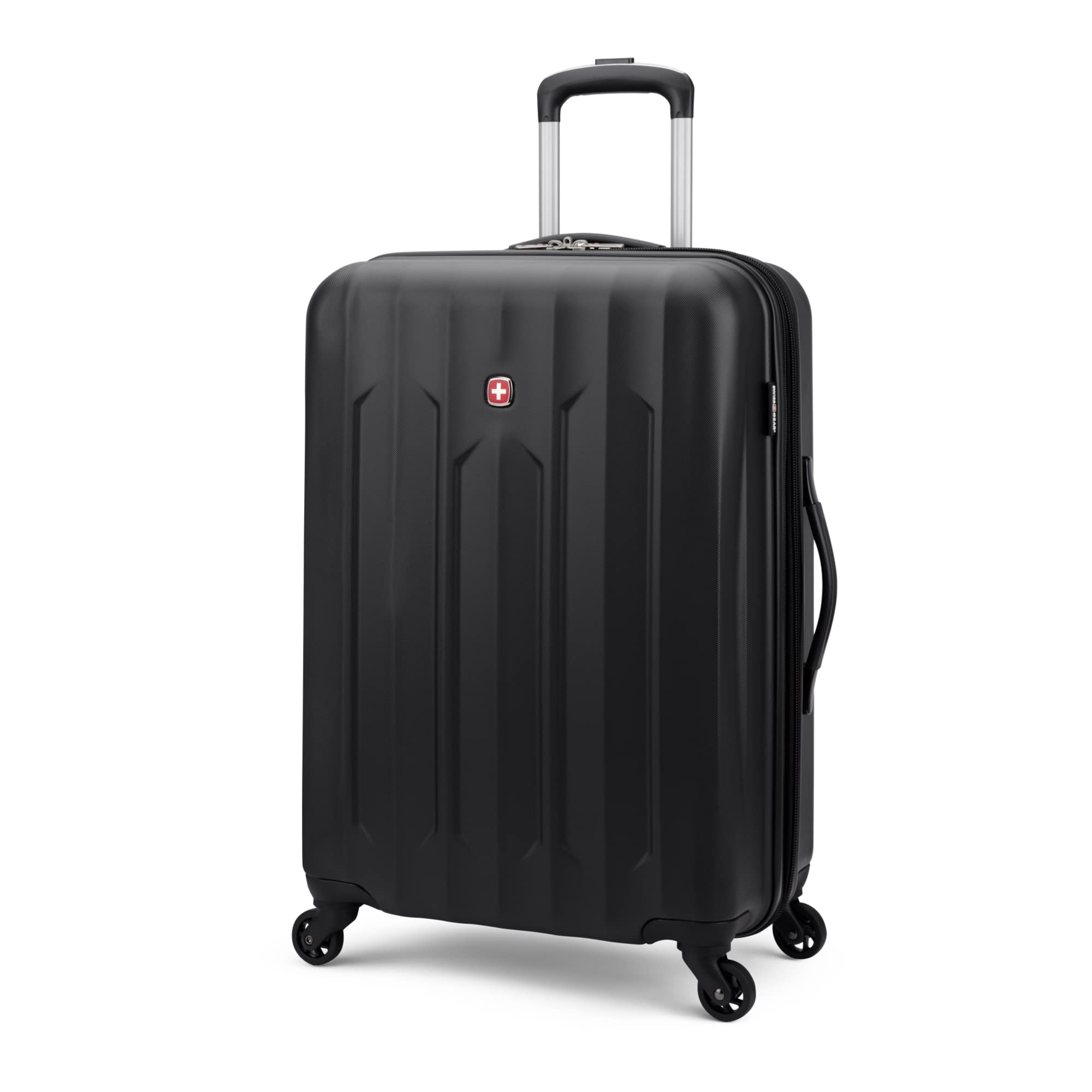 SwissGear Chrome Medium Luggage - Hardside Expandable Spinner Luggage 24-Inch - Black
