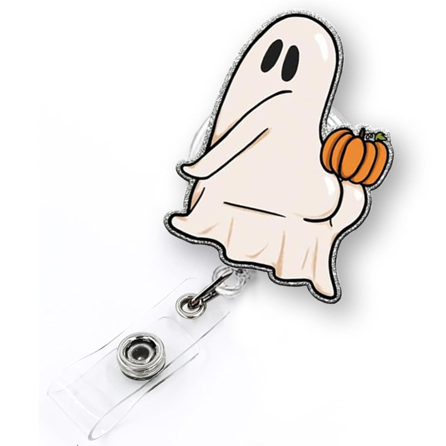 Funny Ghost Halloween Badge Reel Retractable for Nurse Nursing RN CNA Doctor Medical Worker & Teacher, Cute Fall Nurse Badge Reel, Spooky ID Badge