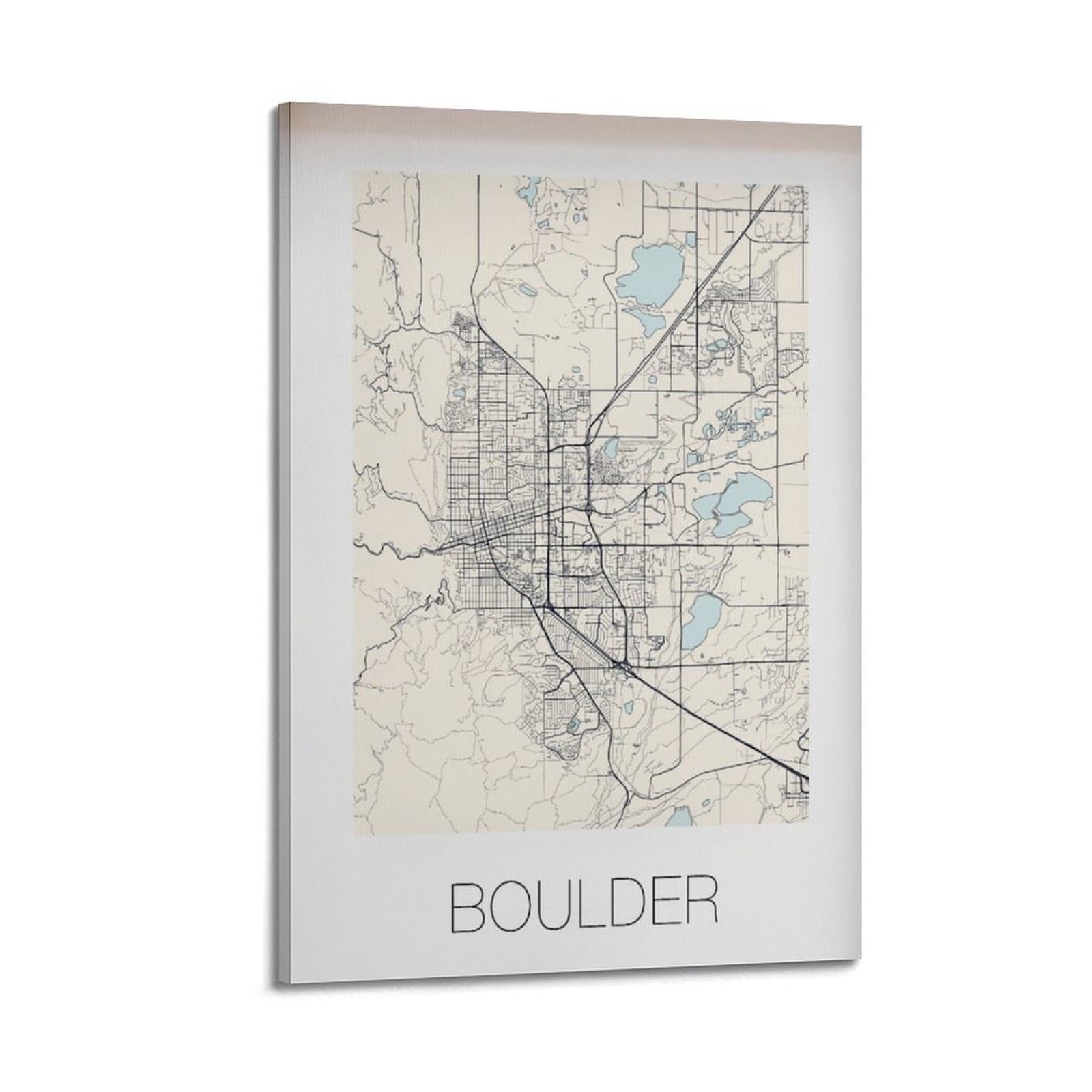 xiaoxiaoshen Boulder Colorado Map Canvas Poster Wall Art Prints Room Aesthetic Murals Bedroom And Living Decorations 24x36inch(60x90cm)