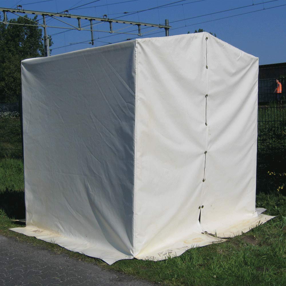 Sellstrom Cepro Vinyl Heavy-Duty Outdoor Welding Tent, 17 oz. White PVC Fabric, White, 6.25' x 6.5' x 6.5', White, S97260