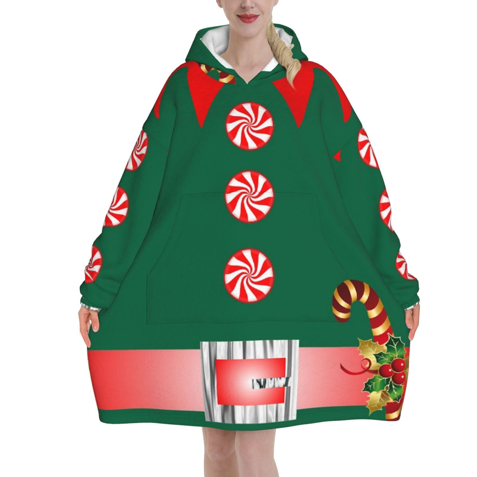 Peiyeety Unisex As Pic Christmas Elf Blanket Hoodies For Women And Men Adult Oversize Wearable Blanket Hoodies For Soft And Warm