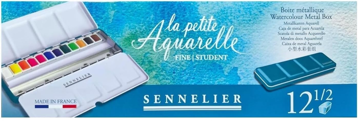 Sennelier Akwarela farba 12 półkulek .Metalowe pudełko i 1 karta