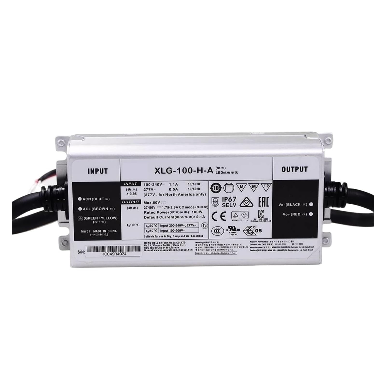 JJKKOZVQF XLG-100-12/24 100W Constant Voltage + Constant Current LED Driver(XLG-100-24-A)