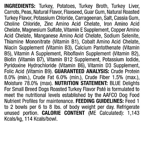 Blue Buffalo Delights Pure Grownup Small Breed Moist Canine Meals Cups, Pate Type, Roasted Turkey Taste in Savory Juice 3.5-oz (Pack of 12) Blue Buffalo Delights Pure Grownup Small Breed Moist Canine Meals Cups, Pate Type, Roasted Turkey Taste in Savory Juice 3.5-oz (Pack of 12)