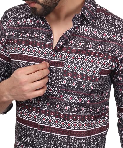 Image of TB Trybuy.in Fusion Men's Printed Full Sleeve Casual Linen Shirt