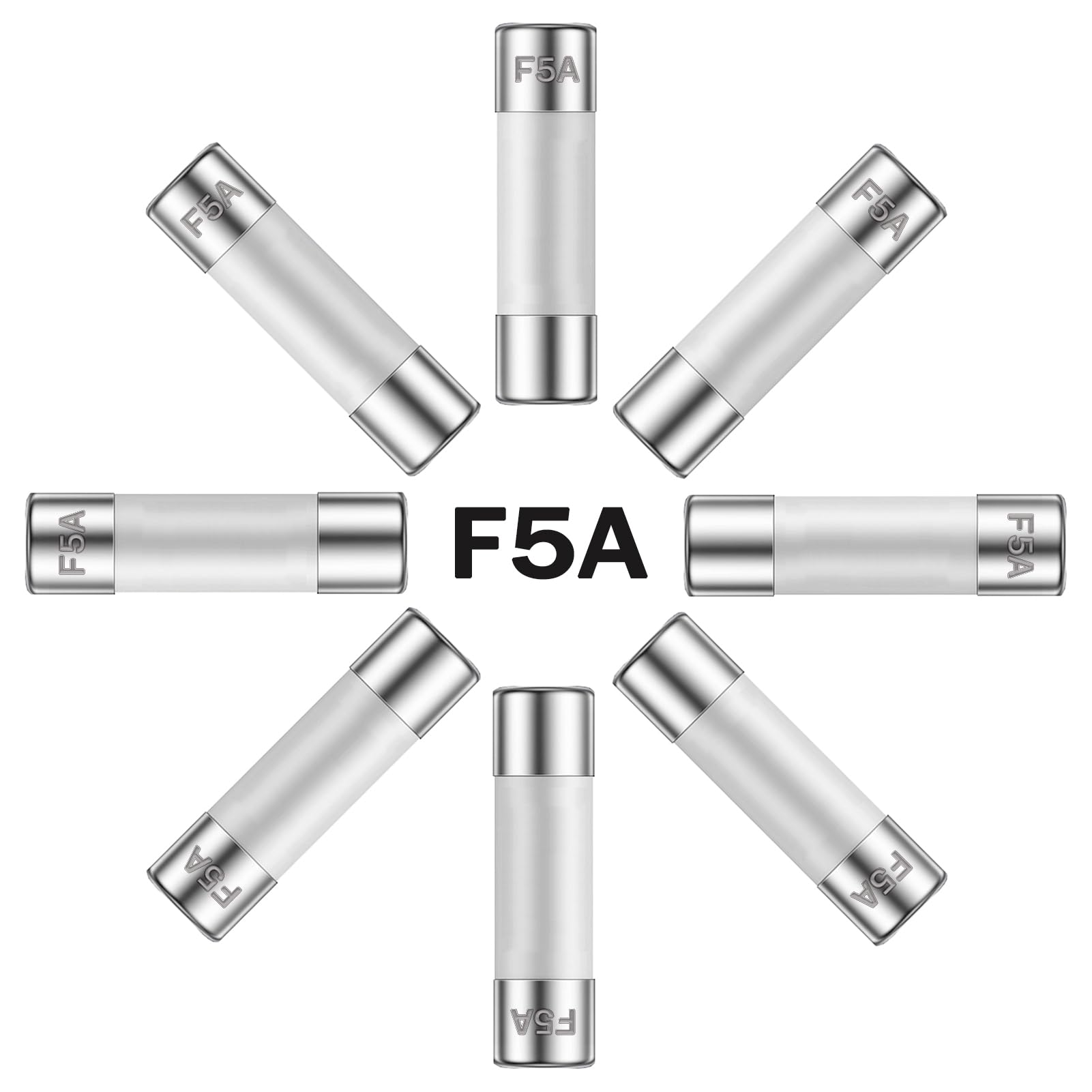 ALLECIN 5A 250V 6x30MM Fast Blow Ceramic Fuses 5 Amp 250 Volt 0.24 x 1.18 Inch Fast-Acting Tube Fuse F5AL250V (Pack of 10Pcs)