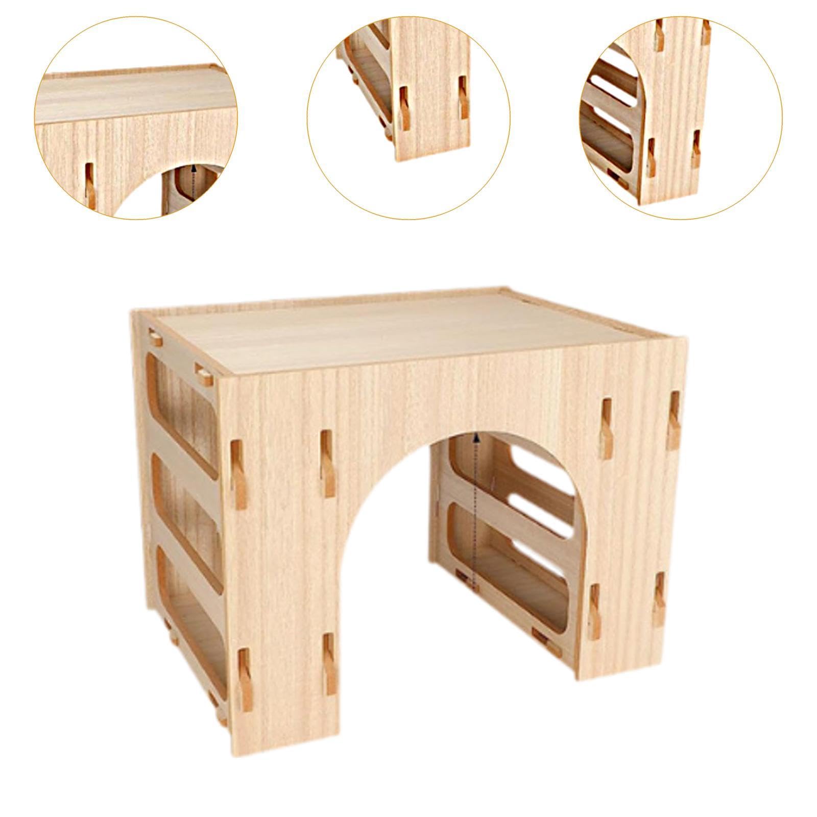 Baoblaze Wooden Rabbit Hay Feeder Hamsters Playhouse Hideout Guinea Pig Hay Holder Hay Dispenser for Guinea Pigs Chinchillas Hamster