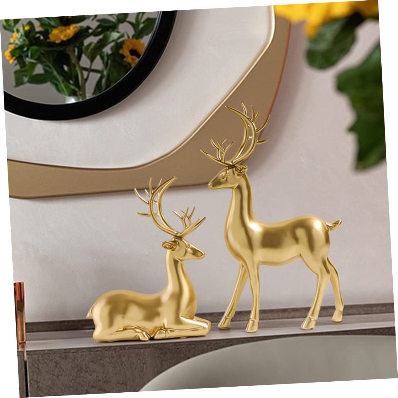 Ciieeo Scultura Di Cervide in Resina 2 Pezzi Decorazione Natalizia Da Tavolo Per Festa Di Natale Regalo Sicuro e Decorativo Per Ragazzo Ragazza Soggiorno e Cameretta