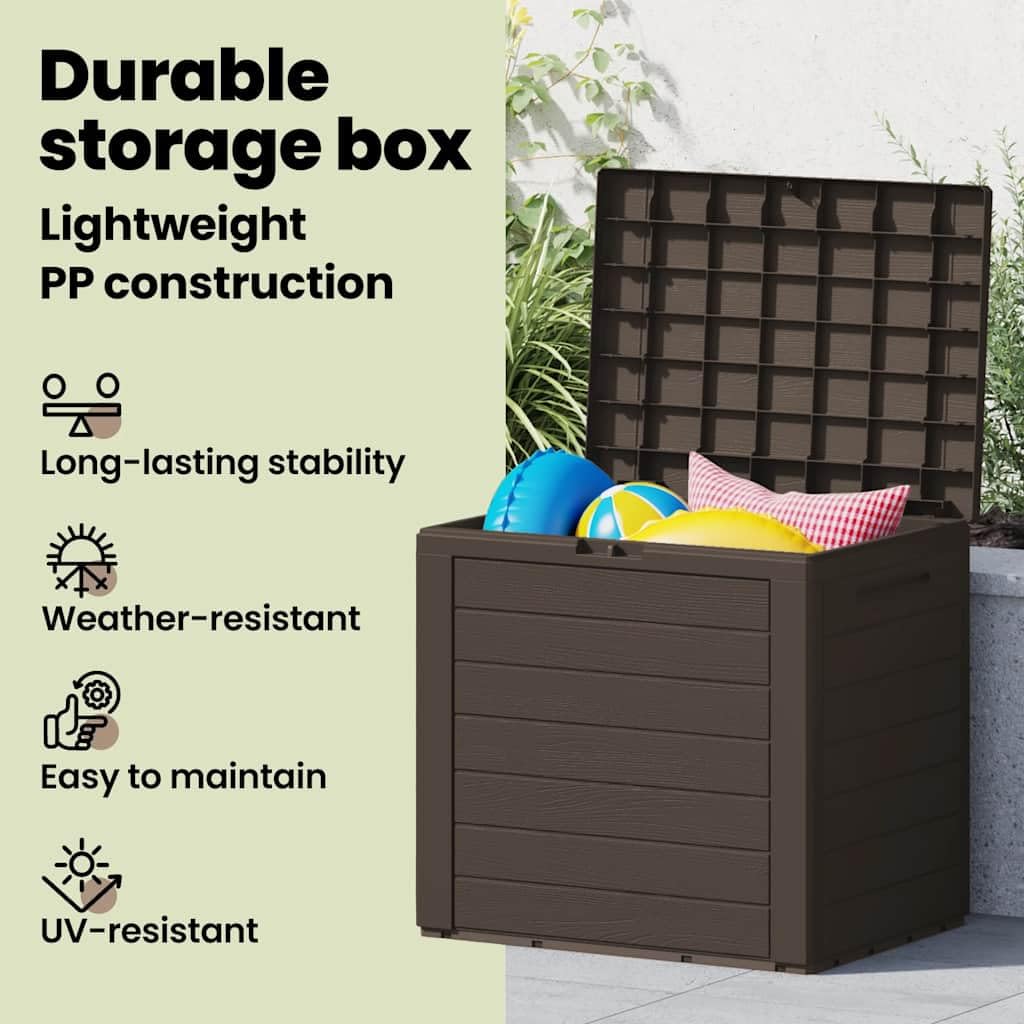 vidaXL Gartentruhe Braun 58,5x46x55 cm Polypropylen, Werkzeugkasten, Lagerbox, Gartenbox, Werkzeugtruhe, Deckenbox, Kissenbox, Auflagenbox