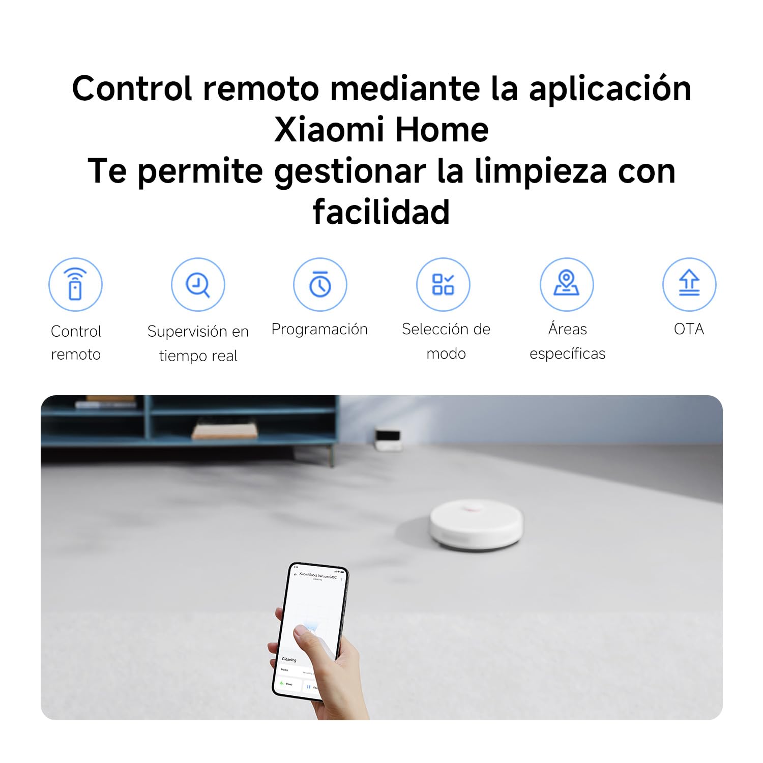 XIAOMI Robot Vacuum S40C, Aspirador y fregona 2 en 1, 5000Pa de succión, navegación Inteligente LDS, Recarga automática, Compatible con Suelos Duros y alfombras de Pelo Corto — view 10
