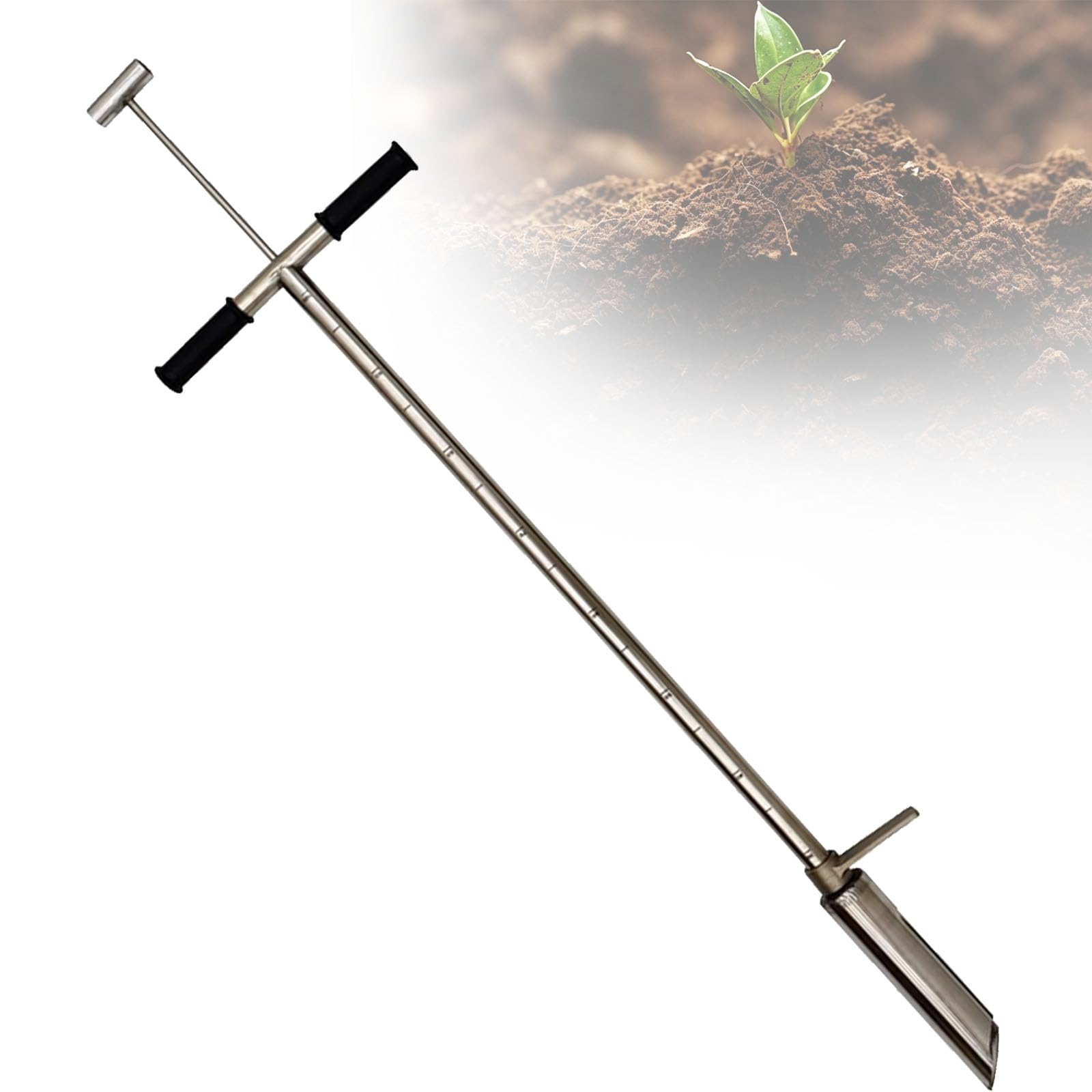 Sonda do pobierania próbek gleby, narzędzie ze stali nierdzewnej 101 cm z pedałem nożnym i uchwytem z gumy T, sonda o średnicy 3 cm do badania gleby i pielęgnacji roślin w ogrodzie, trawniku