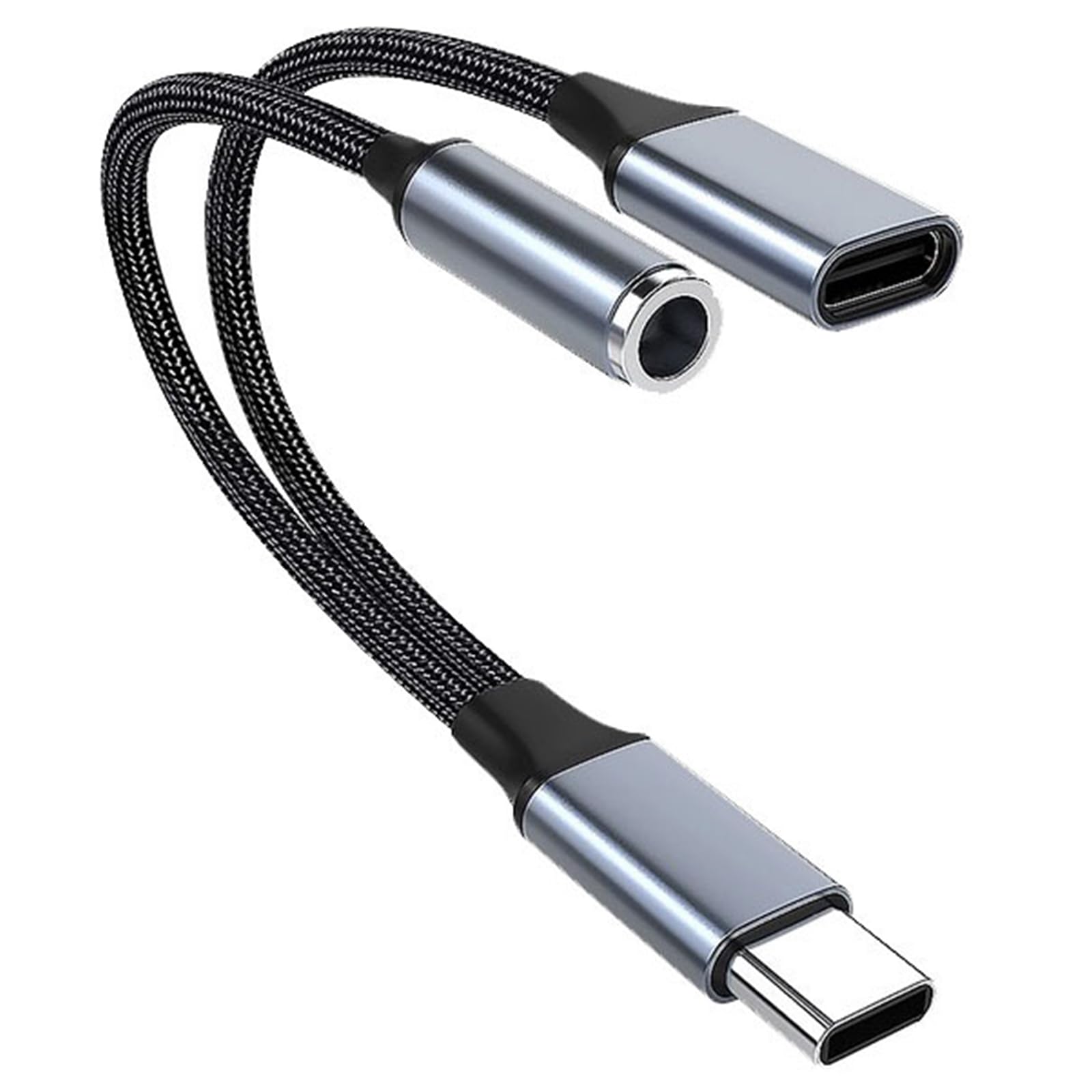 USB C to 3.5mm Headphone and Charger Adapter 2 in 1, PD 60W Fast Charging, USB C to Aux Audio Jack, Hi-Res DAC Dongle Cable Cord for iPhone 16 /15Pro Samsung Galaxy S23/S22/S21/S20 Ultra Pixel (Blue)