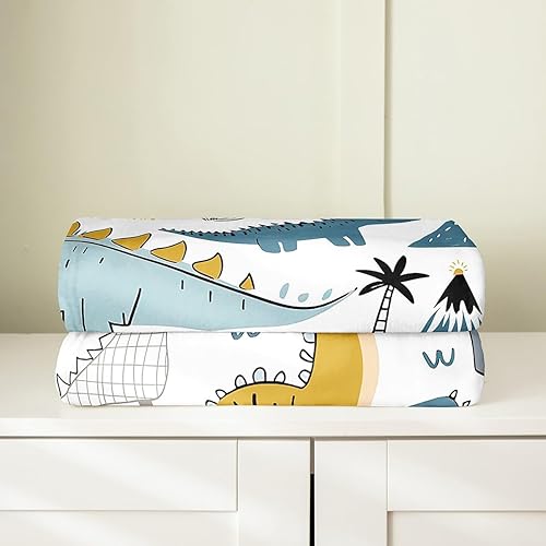 Miniatura 3 de Manta de dinosaurio para niños, tamaño Queen, bonito diseño de dinosaurio de dibujos animados para niños, manta de cama Kawaii Dino ligera,
