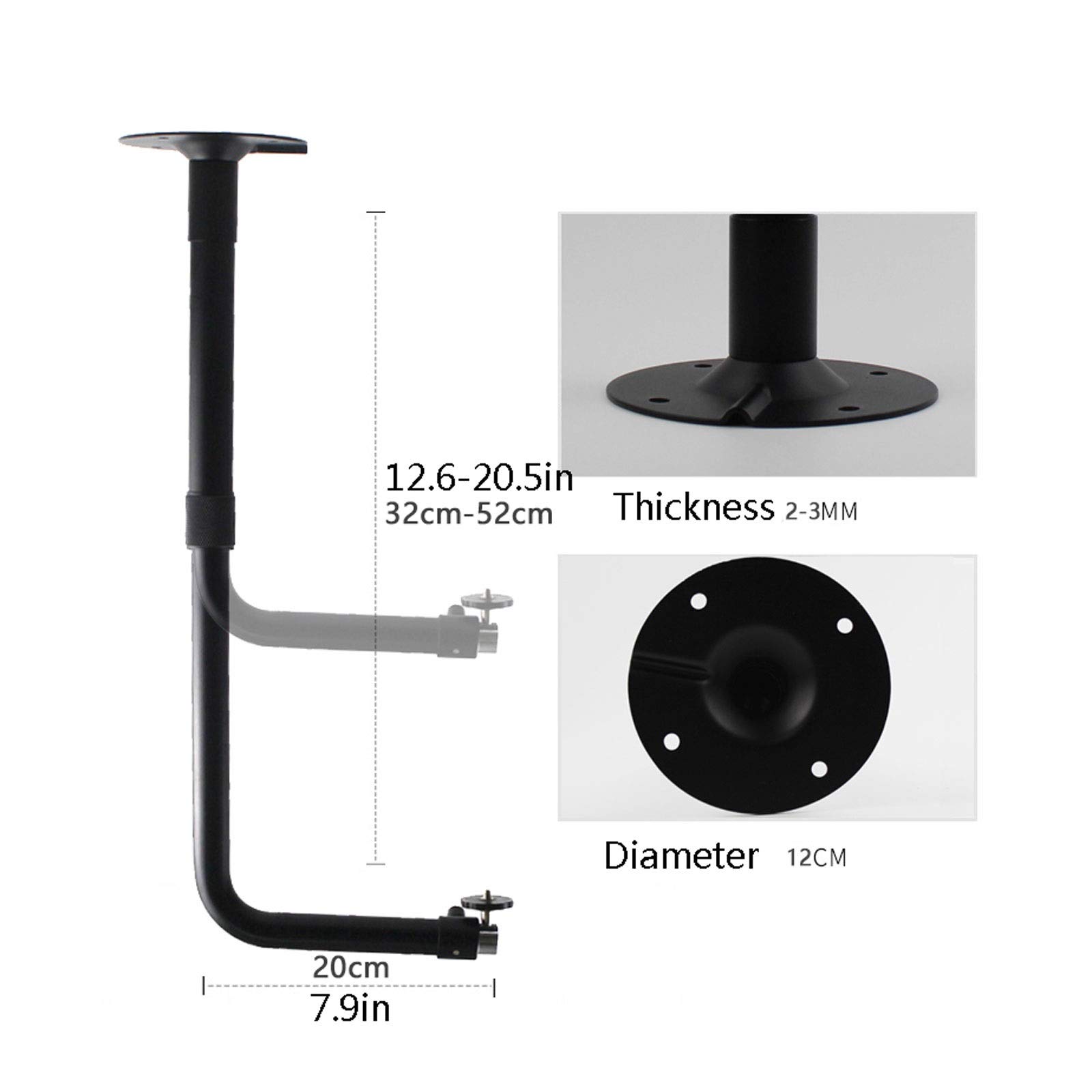Soporte para Proyector Percha de Montaje en Pared del proyector - para proyectores cámaras - Proyección Ajustable de ángulo - Longitud 32-52cm / 12.6-20.5in, Negro Soportes para Proyectores