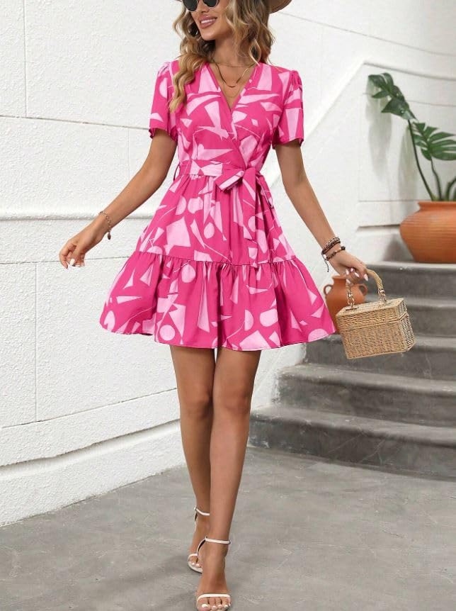 Image of Leriya Fashion Summer Dress for Women - Short One Piece A-Line Midi Dress | Lightweight Vacation Wear & Daily Casual Outfit
