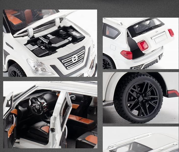 Image of 1:24 Scale Big Nissan Petrol Toy Car | Metal Pullback Diecast Car for Kids with Openable Doors, Sound, Light Effects Toy for Car Enthusiasts (Color As Per Available), White