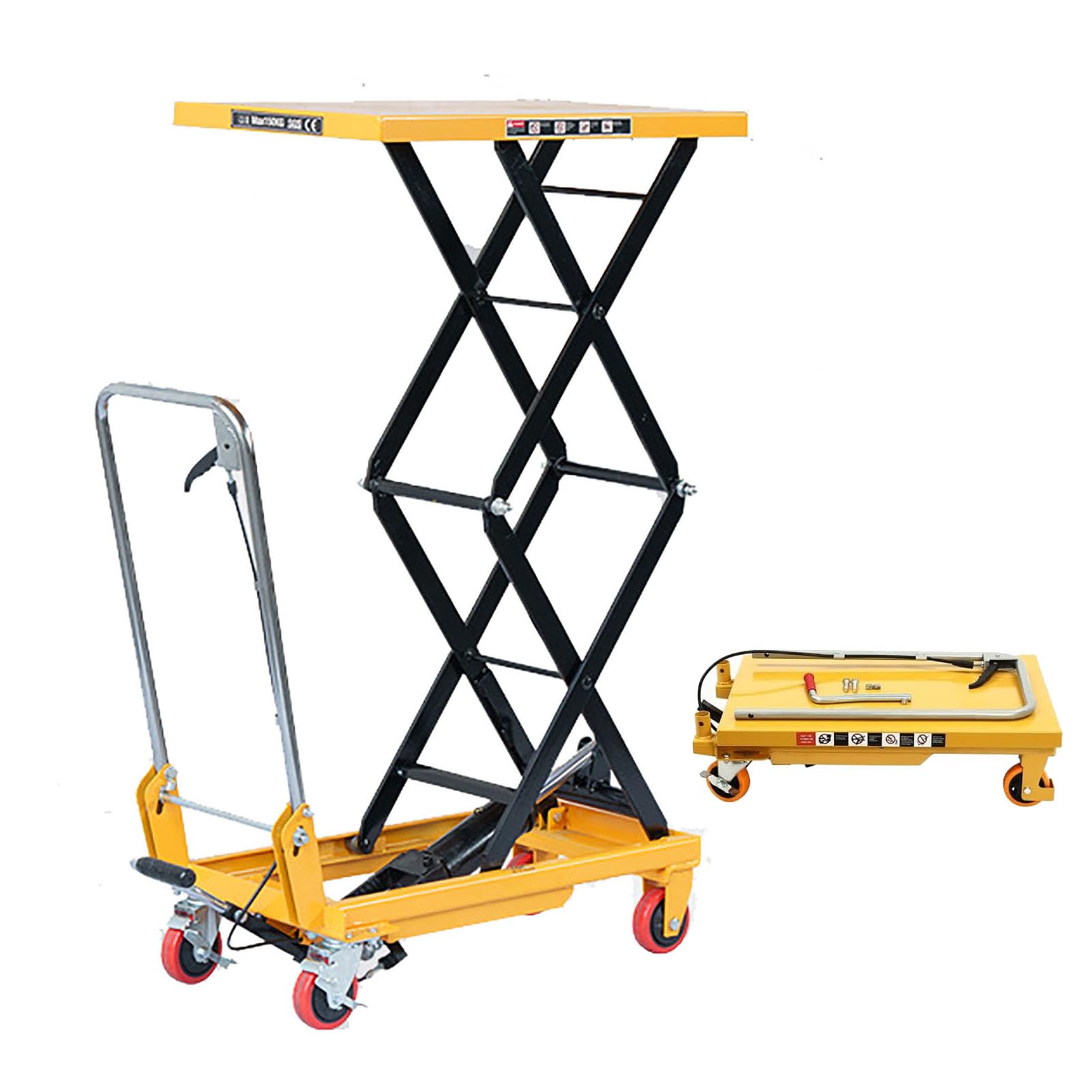 Elevador de Tijera Portátil, Mesa Hidráulica Plegable, Carro Elevador con 4 Ruedas, Ideal para Reparar Motocicletas y Coches,200KG