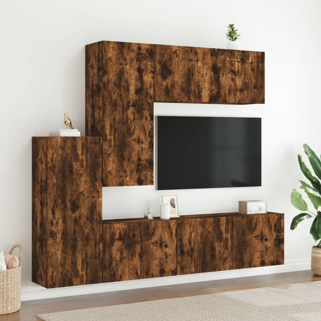 Fengshui 5-częściowy zestaw meblościanek dąb wędzony materiał drewnopochodny