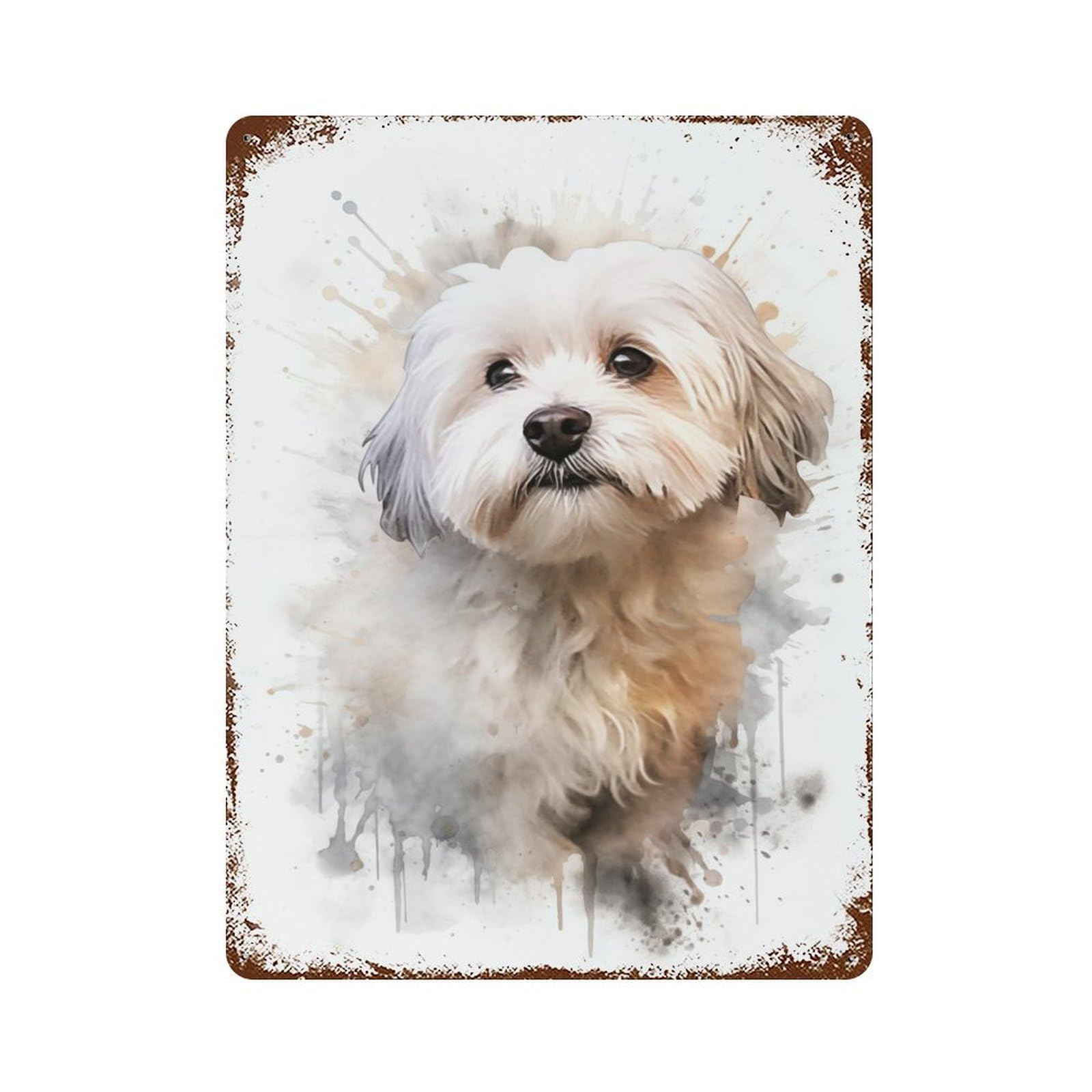 Havanese Dog Rusty Metal Tin Sign 15.7"x11.8", Industrial Home Decor for Garage, Pub Or Kitchen