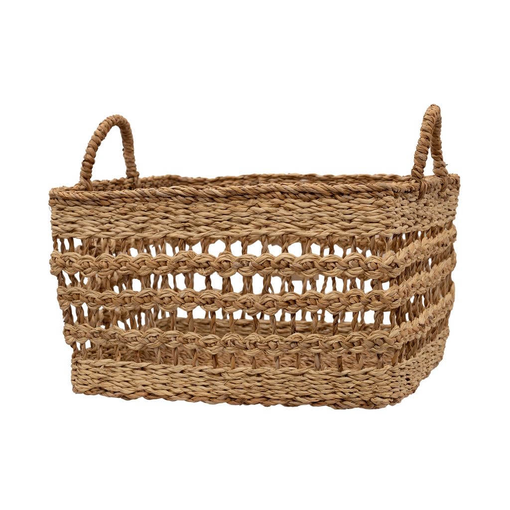 Arthur Cameron - Sangu Handwoven Jute storage tray – Natural Seagrass shelf organiser with Handles, perfect for decorating your Bedroom, Kitchen, or Living Room (Large)