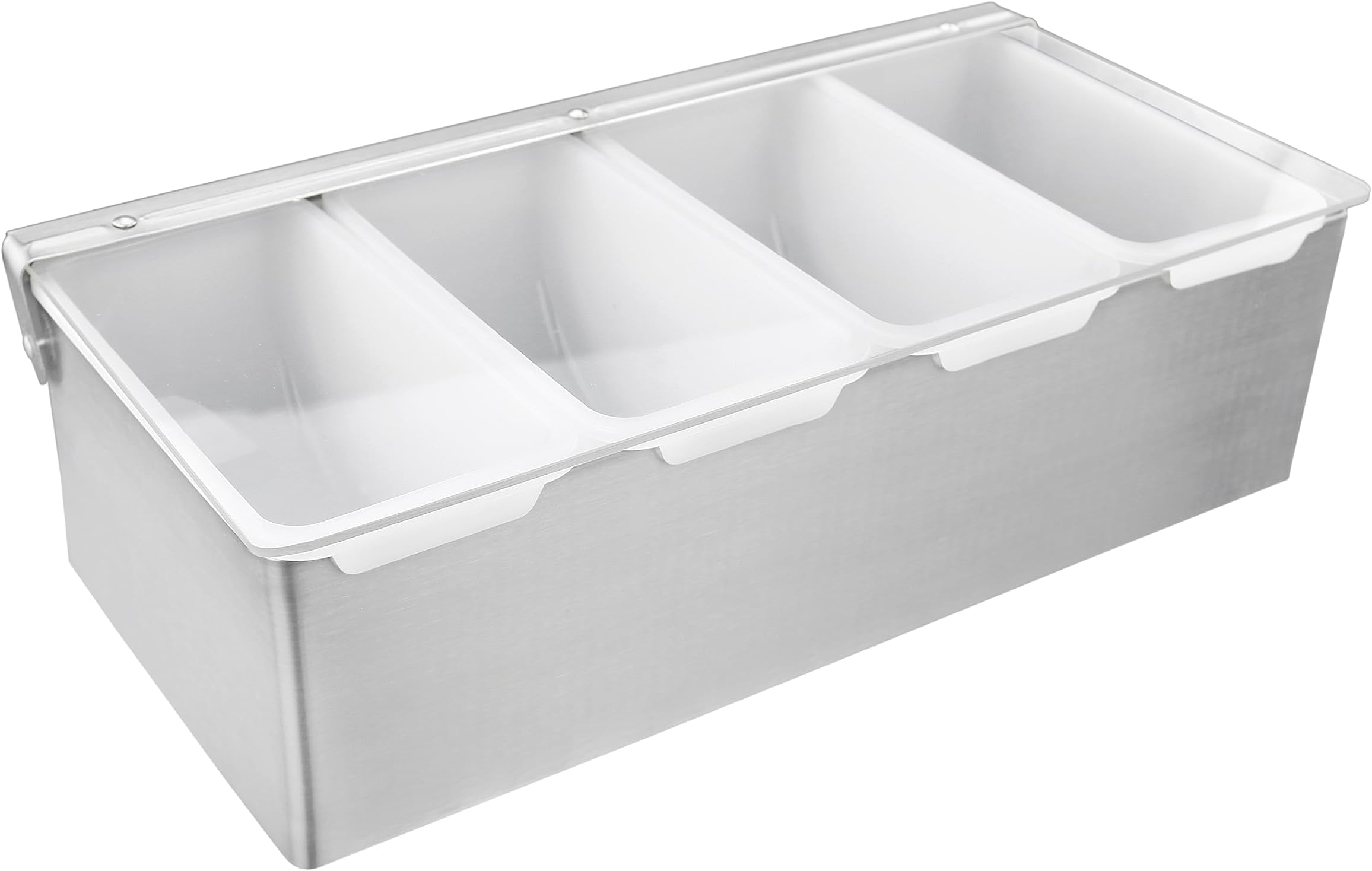 New Star Foodservice 48025 Stainless Steel Condiment Dispenser with 4 Compartments (NO ICE Tray Included)