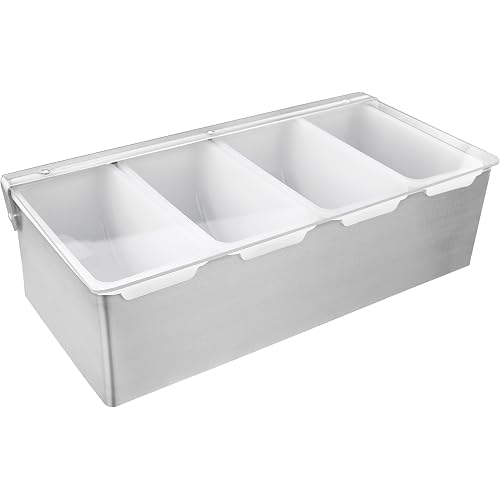 New Star Foodservice 48025 Stainless Steel Condiment Dispenser with 4 Compartments (NO ICE Tray Included)