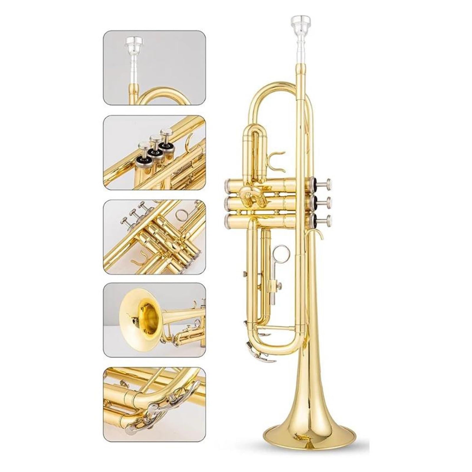 Professionelles Instrument Trompete Messing Bb Goldfarbe Professionelle Neusilber Plattierte Taschentrompete Für Erwachsene Und Anfänger(Gold Lacquer)
